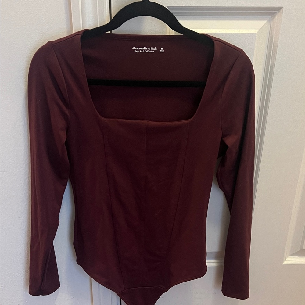 Abercrombie‎ & Fitch Maroon Long Sleeve Bodysuit
